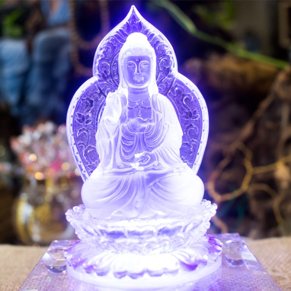 Tượng Phật Bà Quan Âm đá lưu ly trắng để xe hơi ô tô 13cm | Shop ...
