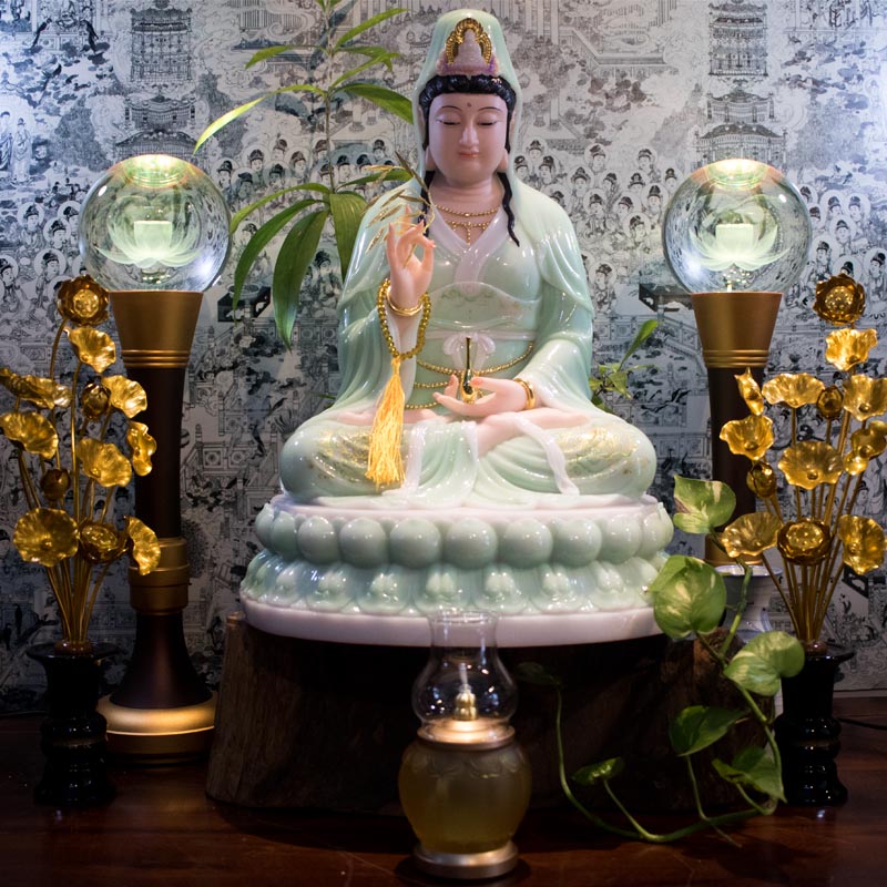 Tượng Mẹ Quan Âm Bồ Tát Y Áo Xanh 3D 50Cm | Shop Văn Hóa Phẩm Phật Giáo  Phong Thủy
