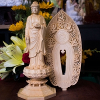 Tượng Phật A Di Đà Gỗ Bách Hương Đứng Tiếp Dẫn 2