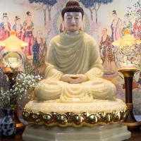 Tượng Phật Thích Đá Thạch Anh Viền Vàng - 68cm ( 26inch) 1