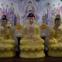 Tượng Phật Tam Thánh Bột Đá Thạch Anh 50cm1