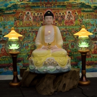Tượng Phật A Di Đà Ngồi Bột Đá Thạch Ngọc Màu Khoáng 50cm1