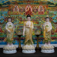 Tượng Phật Tam Thánh Đứng Đá Đài Loan CC 50cm1