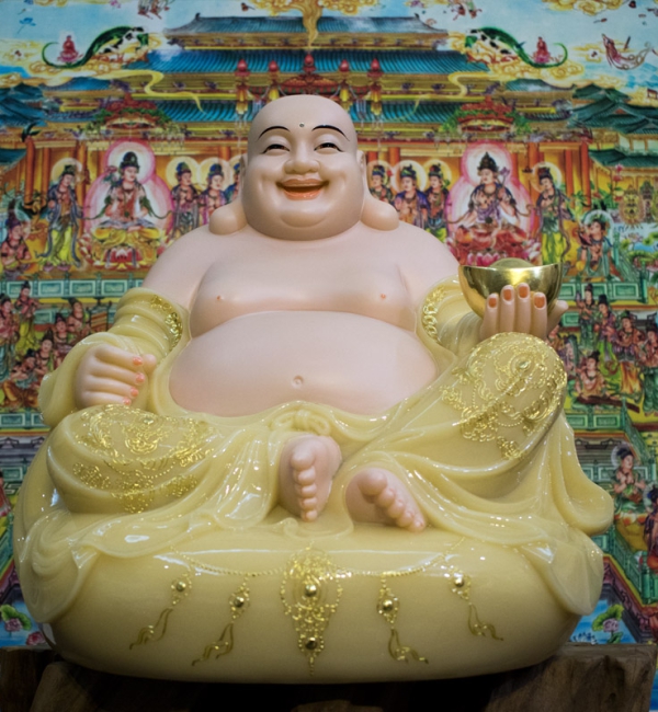 Tượng Phật Di Lặc Ngồi Đá Thạch Anh Viền Vàng Cao Cấp 48cm | Shop ...