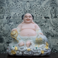 Tượng Phật Di Lặc Tĩnh Tâm Ngồi Màu Lam 40cm 6