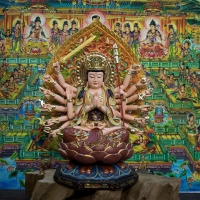 Tượng Phật Mẫu Chuẩn Đề Composite Vẽ Màu 55cm1