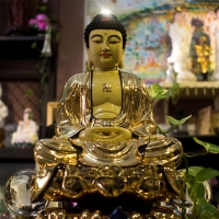 Tượng Phật Bổn Sư Thích Ca đồng mạ vàng 24k1