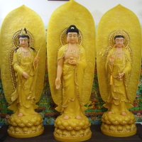Tượng Tam Thánh Phật Đá Thạch Anh Lá Đề Lớn 133cm 1