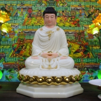Tượng Phật Thích Ca Đế Sen 8 cạnh Viền Vàng