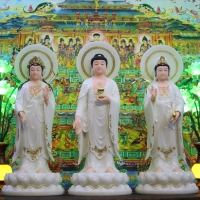 Tượng Tam Thế Phật Đứng Hoa Sen